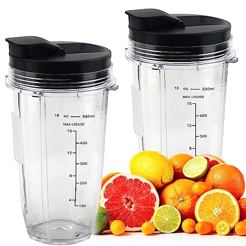 Ninja Blender Cups 2 PCS 18oz, Ninja Cups for Blender, Ninja Blender Cups Replacement, Nutri Ninja Replacement Cups, Ninja Blender Replacement Pa