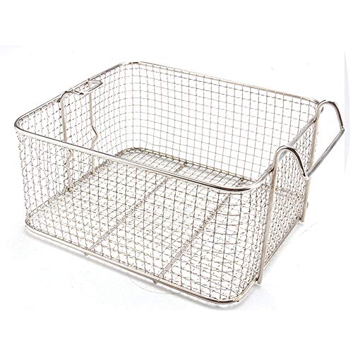 DELITLS Stainless Steel Deep Fat Fryer Basket with Square Plastic Handle, Food Strainer Wire Chip Strainer, Fish Frying Basket Cook Fryer Pan Fry