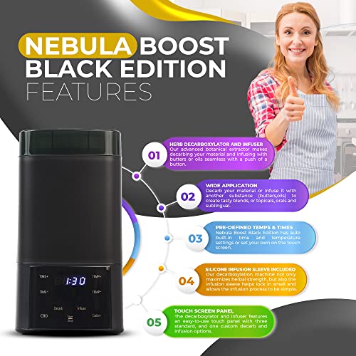 Nebula Boost Decarboxylator & Infuser - for Herb Activation & Infusion of Butter & Oils. Simple Operation, Includes Mess Free Container, Sleeve &
