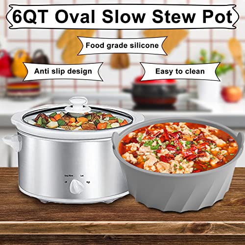 OLIYA Silicone Slow Cooker Liner can be Reused in Slow Cooker 6QT Elliptical Slow Cooker, Which is Leak-Proof and can be Cleaned by Dishwasher. (