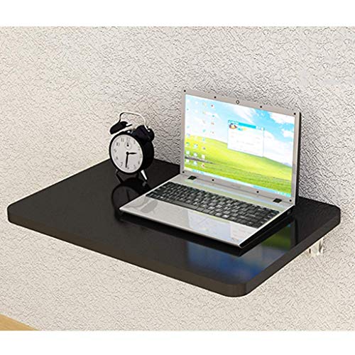MYYINGELE Foldable Wall Mounted Laptop Table Fold Down Dining Table for Small Space Wood Home Office Computer Desk, Black, 80 * 40cm/31 * 16in