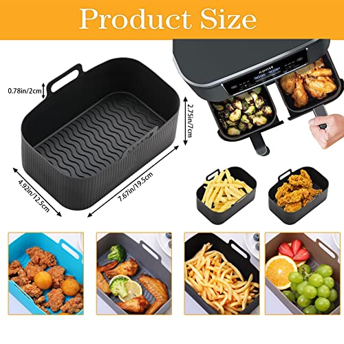 Silicone Air Fryer Liners for Ninja Air Fryer Dual, Ninja Air Fryer Accessories, Reusable Air Fryer Silicone Liner, Airfryer Liners Airfryer Acce