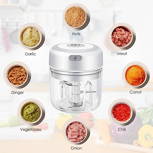 Electric Mini Food Chopper, USB Charging Electric Garlic Chopper, Wireless Mini Food Processor, Kitchen Gadgets, BPA- Free, Electric Vegetable Ch