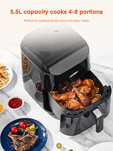 HOUSNAT Air Fryer, 1700W 5.5L Large Air Fryer Oven for Family, Presets to Bake, Roast, Reheat, LED One Touch Screen, Timer & Adjustable Temperatu