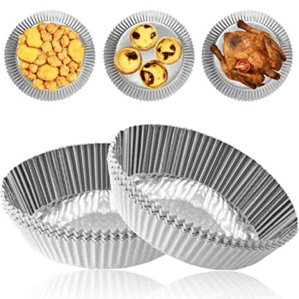 100 PCS Air Fryer Liners, Non-Stick Air Fryer Disposable Paper Liner, Oil-Proof Water-Proof Sheets, Food Grade Aluminum Foil for Baking, Frying,