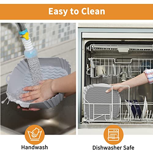 MUAEEOK 2-Pack Square Silicone Air Fryer Liners 20 cm/8 inch for 4 to 6.5 L Reusable Air Fryer Pot Air Fryer Inserts Tray for Oven Microwave Acce