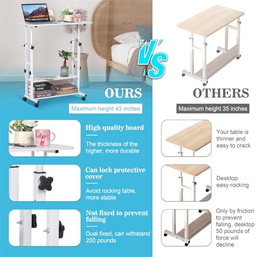 Small Standing Desk Adjustable Height, Mobile Stand Up Desk with Wheels, 32 Inch Portable Rolling Desk Small Computer Desk, Portable Laptop Desk