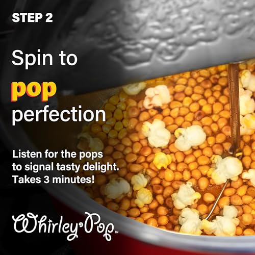 Original Whirley Pop Popcorn Maker - Wabash Valley Farms Gourmet Popcorn Popper, Aluminum Popcorn Pot With Nylon Gears, 3-Minute Stove Top Nostal