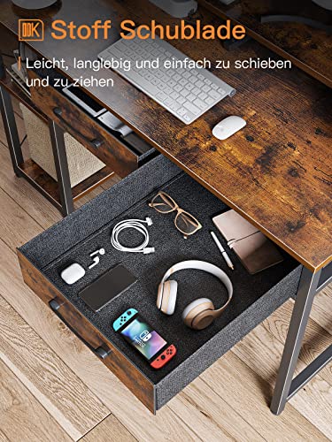 ODK Computer Desk with Drawers, Office Desk with Storage & Shelves, Work Writing Desk with Monitor Stand Shelf, Rustic Brown Home Office Desks fo