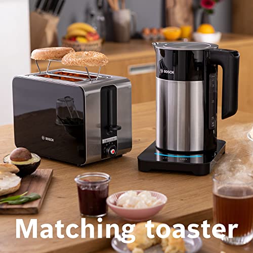 Bosch Sky TWK7203GB 7 Variable Temperature settings & KeepWarm function, Cordless Kettle, 1.7 Litres, Black/Silver