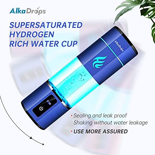 Alkadrops Hydrogen Rich Water Bottle Generator Max Concentration Molecular Up to 5000PPB Portable hydrogen water Maker Machine | PEM Membrane & S
