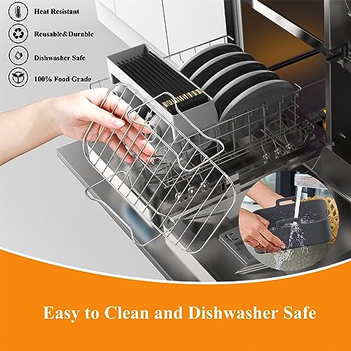 Air Fryer Accessories, Ranedo 8 PCS Accessories for Ninja Air Fryer Dual AF300UK AF400UK and 7.6L-9.5L Dual Air Fryer, Silicone Air Fryer Liners&