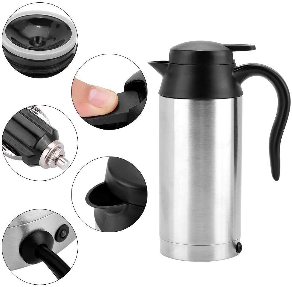 Jadeshay Heat Kettle - Travel Kettle Electric Car Kettle Stainless Steel Cigarette Lighter Charger Heating Kettle Coffee Mug Thermoses Kettle Pot