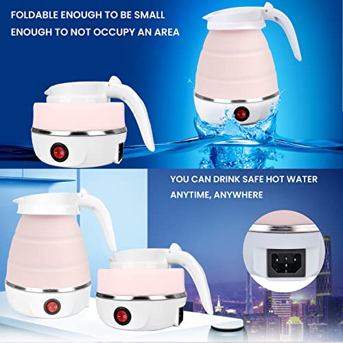 Foldable Electric Kettle: Portable Travel kettle with Separable Power Cord, Electric Water Heater Collapses, Silicone Folding Electric Kettle for