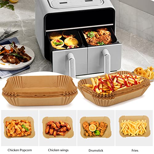 Honeueuen 100 PCS Air Fryer Disposable Paper Liners for Ninja Dual Air Fryer, Air Fryer Liners Rectangle 8.6 * 5.5in Air Fryer Disposable Paper L
