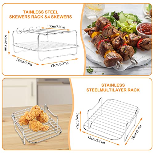 DIYARTS Air Fryer Accessories Set of 6 Fit for Ninja Foodi AF300UK AF400UK Dual Air Fryers, Include Pizza Pan, Racks, Egg Bite Mold, etc. Fit Tow