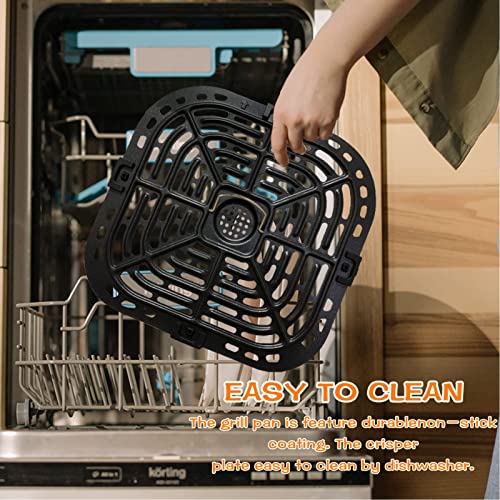 Gugxiom Air Fryer Replacement Grill Pan, 304 Stainless Steel Air Fryer Replacement Crisper Plate, 24x23cm/9.4x9in, Air Fryer Accessories, Dishwas