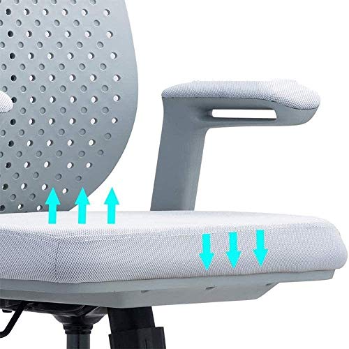 LUKEO Office Computer Desk Chairs for Home, Ergonomic Mid Back Fabric Mesh Swivel Office Chair with Lumbar Support (Color : Grey)