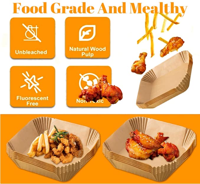 AM Store 1 Disposable Air Fryer Liners, 6.3 inches 50PCS, Parchment Paper for Air Fryer, Square Air Fryer Liners Disposable, Airfryer Liners, Air