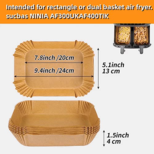 Air Fryer Liners for Ninja Dual, Air Fryer Paper Liners, Air Fryer Liners Disposable Rectangular, Compatible with Ninja AF300UK AF400UK, Instant,
