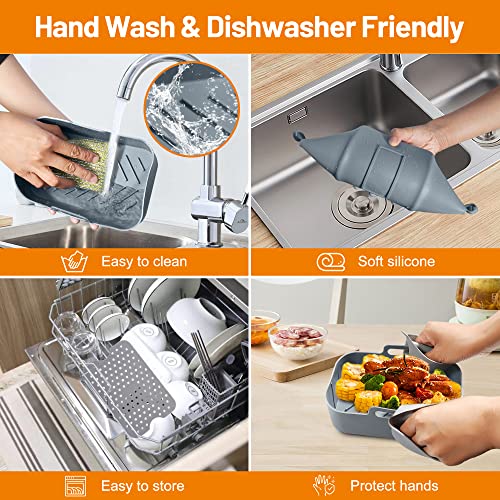 HitTopss 6-Pack Silicone Air Fryer Liner, Air Fryer Silicone Pot Set for Ninjas Dual Air Fryer, Air Fryer Silicone Baking Tray Basket for Ninja/I