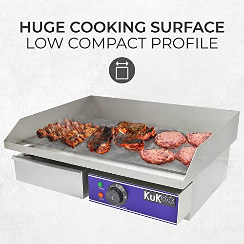 Commercial Griddle Plate 70cm Large 300ºC 4.2 kW Countertop Electric Hotplate Stainless Steel Bacon Fryer Steak Kitchen Business Catering Grill 4