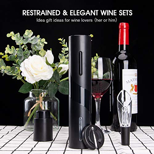 Electric Wine Bottle Openers,Mafiti Red Wine Accessories Gift Set,Corkscrew with Foil Cutter,Wine Vacuum Stopper,Wine Aerator Pourer for Christma