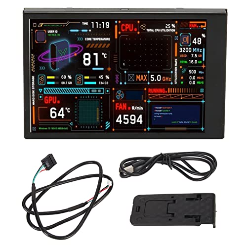 Airshi PC CPU Data Monitor, 3.5 Inch Computer Temperature Monitor Theme Editor for Gaming