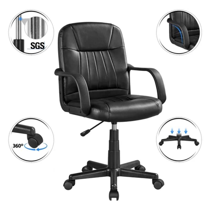 LUKEO Adjustable Faux Leather Swivel Office Chair