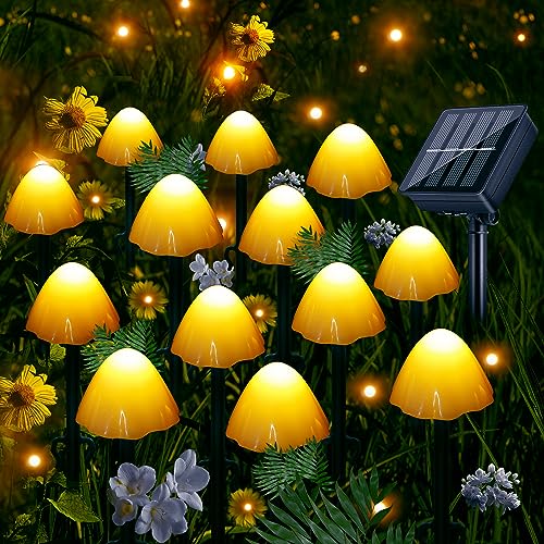 30 LED Mushroom Solar Lights Outdoor Garden, 8 Modes Solar Powered Mushroom Pathway Lights, IP65 Waterproof Garden Lights Decorative Ornaments fo