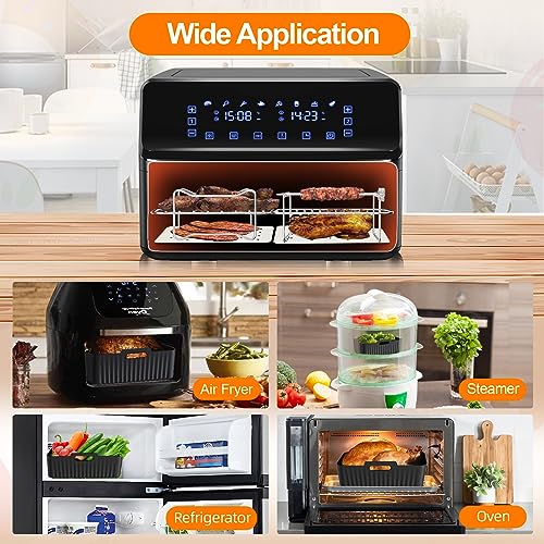 Air Fryer Accessories, 8pcs for Ninja Dual AF400UK & Tower T17088 & AF300UK, Dual Silicone Air Fryer Liners & Gloves, Air Fryer Rack & Food Tong