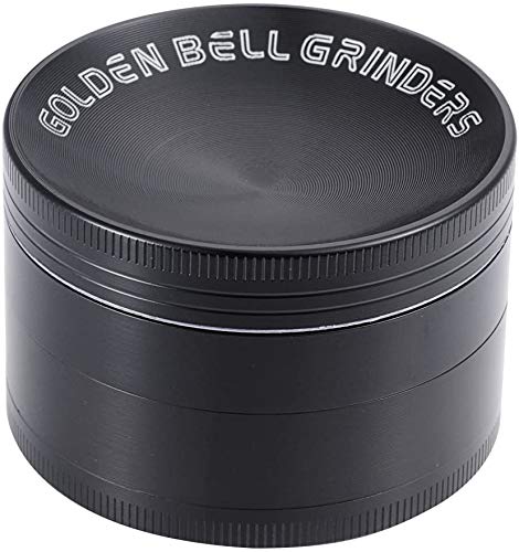 Golden Bell Grinder 2.36 inch Spice Grinder 4 Layers with Concave Lid Zinc Alloy - Black