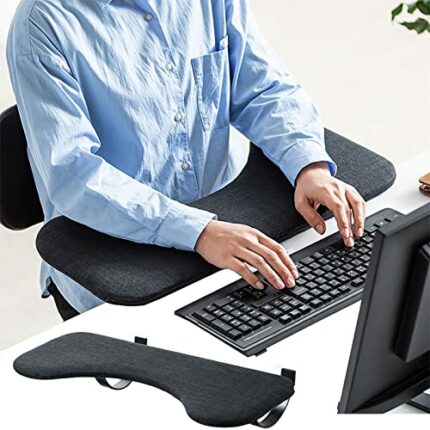 WANGFENG Ergonomic Keyboard Drawer, Under Desk Keyboard Tray Support Sliding Keyboard Stand with Swivel Mouse Platform for Home or Office