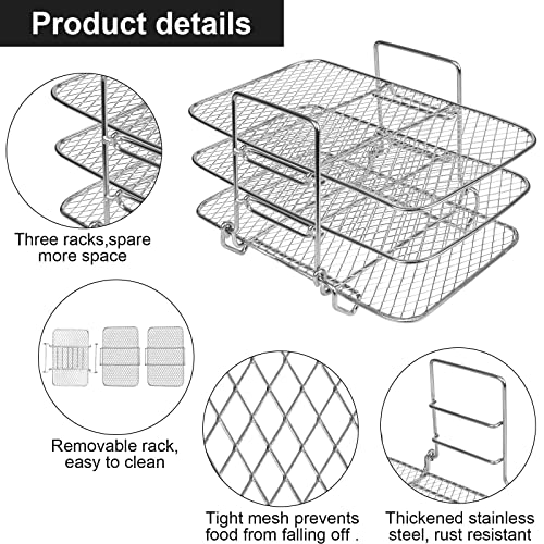 Air Fryer Rack for Ninja Dual Air Fryer, Multi-Function Three Layer Stackable Air Fryer Rack Compatible with Ninja Fryer, Dual Air Fryer Dehydrat