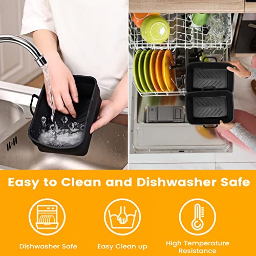 Silicone Air Fryer Liners, 4 PCS Dual Air Fryer Accessories for Ninja AF400UK & Tower T17088 & AF300UK, 8.46inch Reusable Foldable Air Fryer Pots