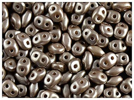 20 Grams (0,71 Ounces) Czech Two Hole Seed Beads SuperDuo 2,5x5 mm Pastel Lt. Brown/Coco