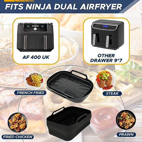 EcoNour Premium Silicone Air Fry Liners for Ninja AF400UK 9.5L & Tower T17088-21 x 16 x 4.5 cm Ninja Air Fryer Liners - Made Specifically for the