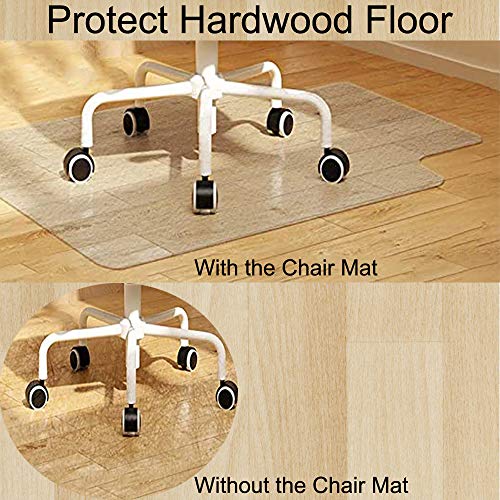 Office Chair Mat for Hardwood Floor 48"x 30" Rectangular Hard Floor Chair Mat, Heavy Duty Floor Mats Transparent Computer Chair Mats Anti-Slip Wo
