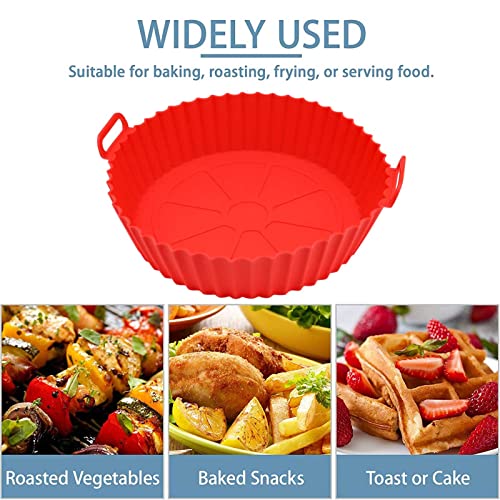 DIFCUL 2PCS Silicone Pot, 7.9inch Reusable Silicone Air Fryer Liner,Basket Rack Accessories, Baking Tray Compatible with Ninja, Tower, COSORI