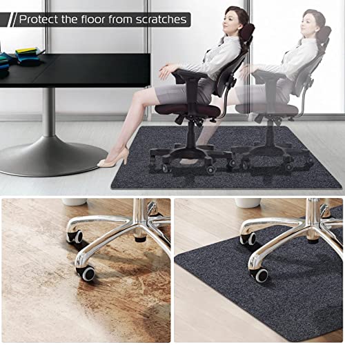 Office Chair Mat for Hardwood Floor, 55" × 35" Office Gaming Computer Desk Chair Mat, Dirt Resistant & Easy to Clean Dark Gray