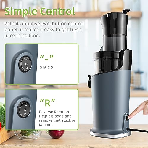 Biolomix Masticating Juicers for Whole Fruits and Vegetables, Cold Press Masticating Juicer with Wide Mouth 78mm Feeding Chute, Reverse Function