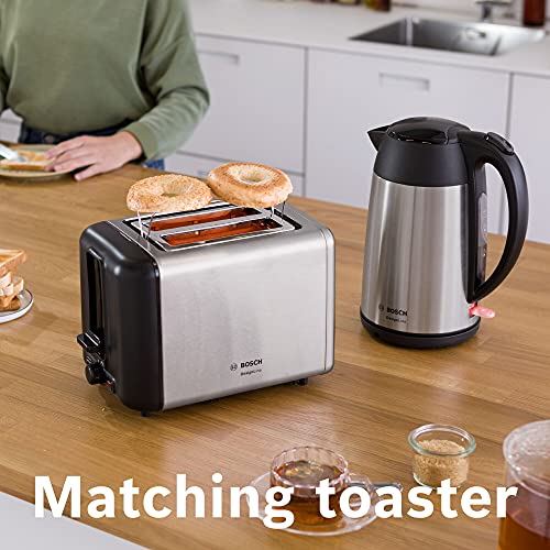 Bosch DesignLine TWK3P420GB Stainless Steel Cordless Kettle, 1.7 Litres, 3000W - Silver and Black