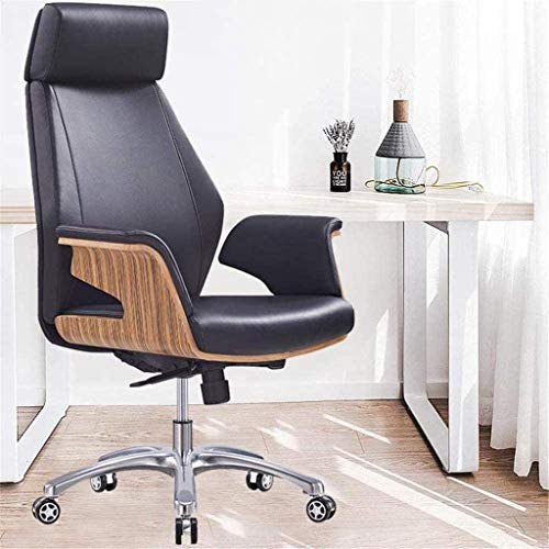 HJW Ergonomic Office Chair Home Leather Office Chair High Back Chair Adjustable Casters Wheeled Chair Armchair,58X58X96-104Cm