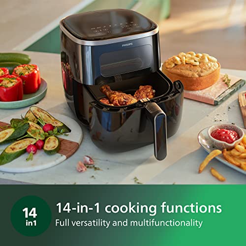 Philips Airfryer 3000 Series XL, 5.6 L, See-through window, 14-in-1 Cooking Functions, 90%* Less fat with RapidAir Technology, Recipe app, Easy t