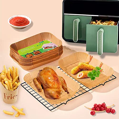 Air Fryer Liners for Ninja Air Fryer Dual-100pcs Disposable Ninja Dual Foodi Air Fryer Accessories Rectangle Paper Liners Baking Dual Air Fryer P