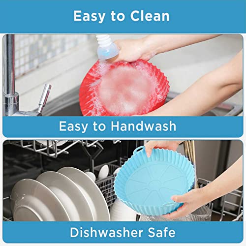 DIFCUL 2PCS Silicone Pot, 7.9inch Reusable Silicone Air Fryer Liner,Basket Rack Accessories, Baking Tray Compatible with Ninja, Tower, COSORI