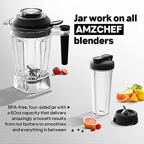 AMZCHEF Blender for Two Blend Ways, 2000W Professional Smoothie Blender Maker for Kitchen with Smart Control Panel, Pro-Blend 6 Blades 3D Improve