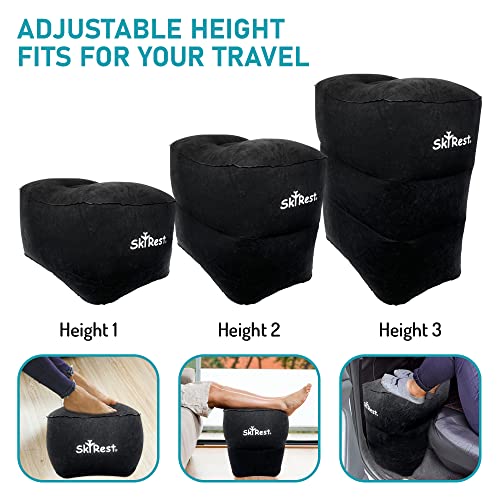 Skyrest Inflatable Travel Foot Rest Pillow-Adjustable Airplane Footrest for Airplane Travel, Car, Train, Home & Office, Airplane Bed for Toddlers