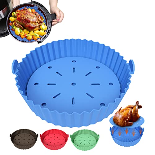 tannac Air Fryer Liner, 8.5 Inch~10 Inch Reusable Silicone Air Fryer Pot,Non-Stick Oil Filter Design 100% Food-Grade Kitchen Mat, 22cm Large Repl