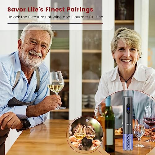 Flauno Electric Wine Bottle Opener - Automatic Corkscrew Wine Opener Set - Electric Wine Opener Rechargeable with Foil Cutter, Vacuum Stopper, Ae